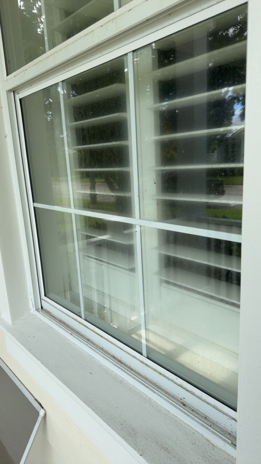 Dirty window before cleaning
